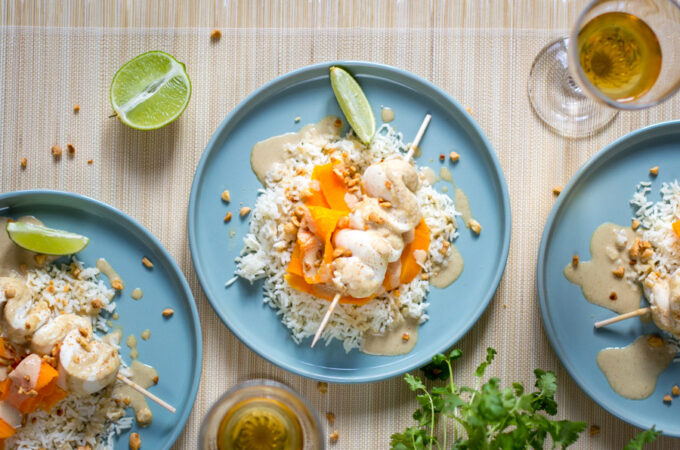 Brochettes de poulet sauce satay au Thermomix