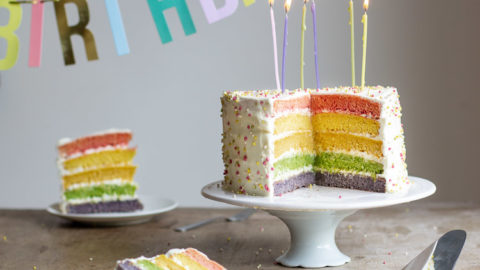 Rainbow Cake Au Thermomix Gateau D Anniversaire Yummix