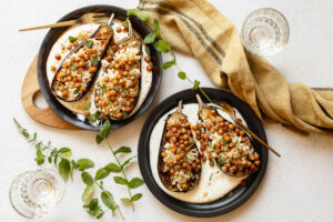 Aubergines rôties boulgour crème de feta au Thermomix