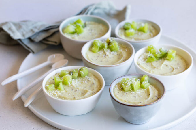 crèmes dessert vegan coco kiwi express au thermomix