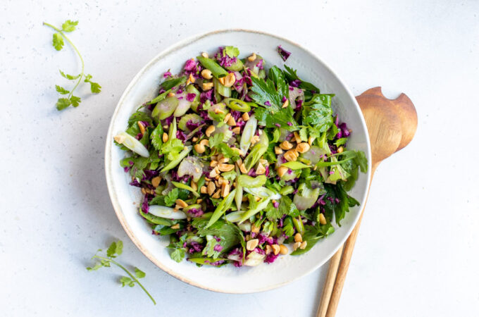 Salade du tigre au céleri, chou rouge et cacahuètes au Thermomix