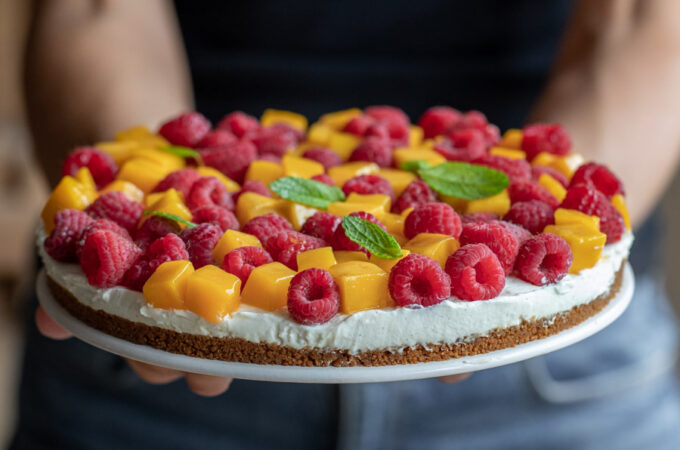 Tarte mangue framboise sans cuisson au Thermomix