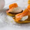Blinis de patate douce au saumon fumé au Thermomix